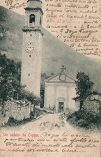 1904 Un saluto da TOPPO Travesio Chiesa San Lorenzo Martire Pordenone Cartolina