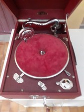 VINTAGE GRAMMOFONO A VALIGIA OLOTOLAN PATHE PERFETTAMENTE FUNZIONANTE+ 9 DISCHI 