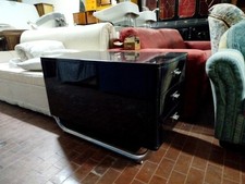 Cassettiera Da Ufficio Bauhauss In Legno Laccato Nero Anni 70