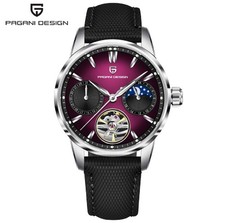Orologio automatico Pagani Design YS021 con semplici fasi lunari e cinturino in nylon