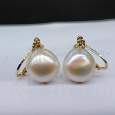 Orecchini pendenti perle barocche bianche mare del sud naturali originali 12-13 mm oro 14 kt