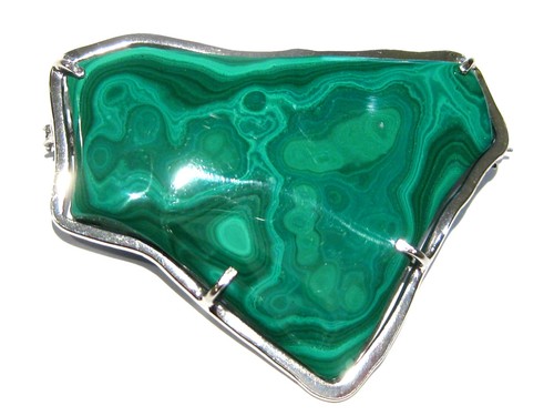 Spilla malachite verde argento - malachite,