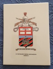 Piatrella in ceramica con stemma  a colori 114° Btg. F. "Moriago" Esercito ITA