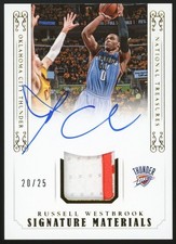 RUSSELL WESTBROOK 2014-15 TESORI NAZIONALI FIRMA MATERIALI TOPPA AUTO /25