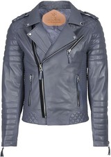 Giacca uomo biker pelle grigio