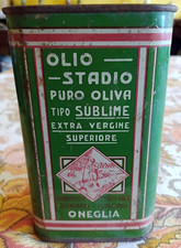 Vecchia scatola in latta Olio extravergine di oliva Stadio Oneglia