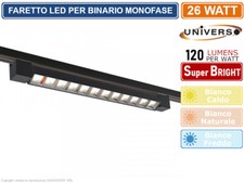 TRACKLIGHT FARETTO LINEARE LED SMD NERO PER BINARIO ELETTRIFICATO MONOFASE 26W