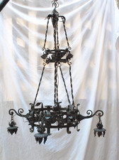 Enorme Lampadario Ferro Battuto stile Medievale h110