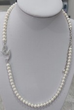 COLLANA DI PERLE 4MM CON LETTERA G IN ARGENTO 925 RODIATO IN ORO BIANCO 18KT