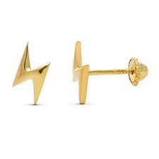 Orecchini In Oro 18K 750 Mls. Chiusura A Vite. Fulmine 8X4 MM.