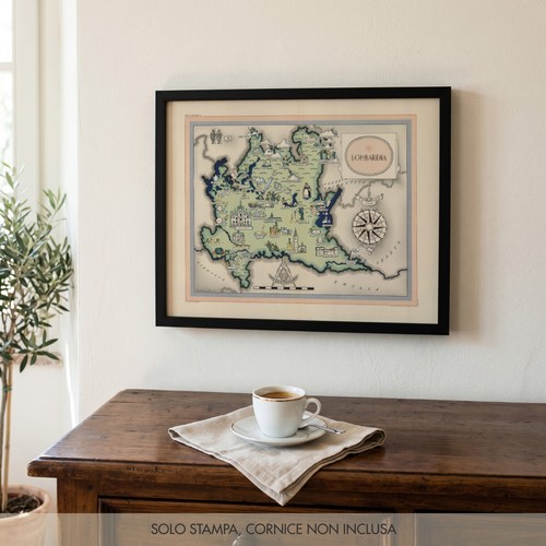 Mappa illustrata lombardia - mappa,