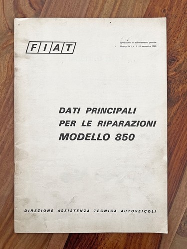 Fiat 850 dati principali - 850,