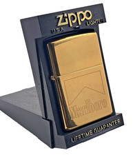 Genuine Brand New 1997 ZIPPO Lighter Vintage Rare MARLBORO DESIGN Solid Brass