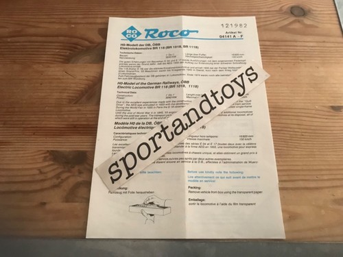 Roco istruzioni articolo - istruzioni,