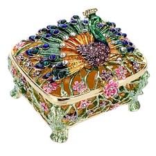 Tolida Mini portagioie dipinto a mano di pavone reale scatola portagioie (T8p)