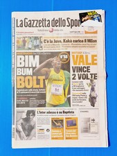 GAZZETTA DELLO SPORT 17 AGOSTO 2009 USAIN BOLT WORLD RECORD DEL MONDO 100 METRI