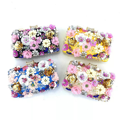 Pochette con fiori perline - con, e