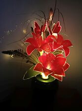 LAMPADA DA TAVOLO LUCE ROTANTE DA TAVOLO PIANTA FIORI FIBRA OTTICA VINTAGE 46 CM