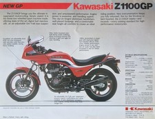 Brochure vendita Kawasaki Gpz1100 Unitrak 1983 NOS RARA