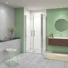 185CM BOX DOCCIA ANGOLARE PORTA BATTENTE+PARETE FISSA VETRO 6 MM EASYCLEAN CROMO