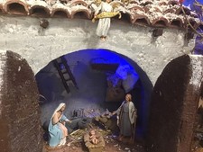 Presepe artigianale 61x30x31 cm h, natività Landi 6 cm con luci