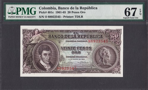 Colombia pesos oro 1965 - colombia, 20