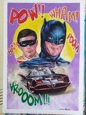 DIPINTO ACRILICO SU CARTONE TELATO ARTWORKS HANDPAINTED ANTONIO MARZANO BATMAN