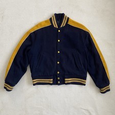 Giacca vintage anni 50 Varsity reversibile oro navy Rockabilly campione sportivo USA