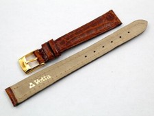 Watch Band Vetta Marrone 13/10mm Hand Made Coccodrillo Lucido Vintage Nuovo