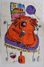 Vintage Katsui Studio Australia Koala vino grande asciugamano da tè arte da parete da appendere