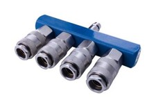 Deviatore ad aria compressa a 4 vie con rubinetti rapidi Scheppach