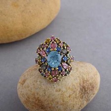 Anello Argento Blu Topazio 925