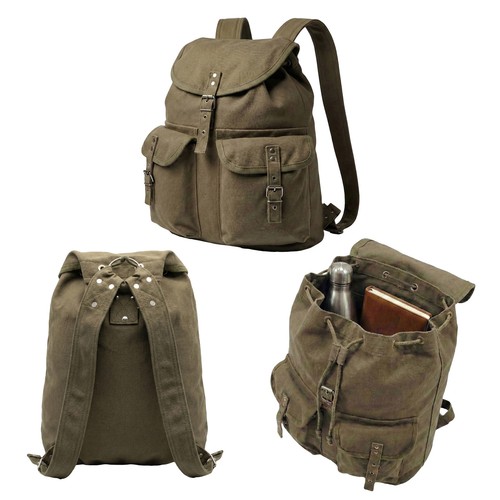 Canvas backpack vintage army - canvas,