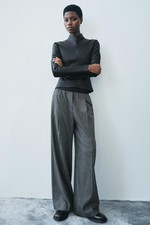NWT ZARA Sz M Grey Wide Leg