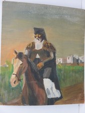 quadro dipinto a mano PASTORE SARDO CAVALLO Sardegna abito tradizionale PINO 49