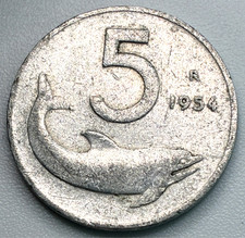 Italy / 5 Lire / 1954-R (Sig
