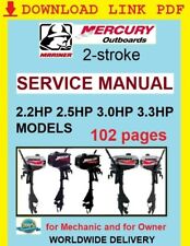 Mercury Outboard 2,2 2,5 3,0 3,3hp. Fuoribordo Hors-bord Service Manual. 