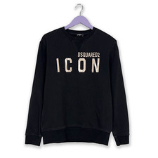 Felpa Dsquared2 nera a girocollo con logo stampato - Taglia L uomo