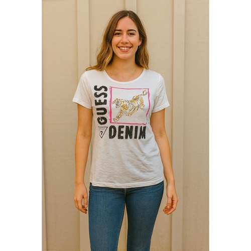 Guess denim tiger white - l,