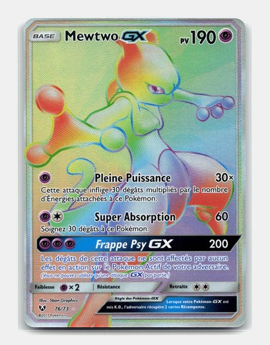 Carte pokémon mewtwo 73 - carte, gx