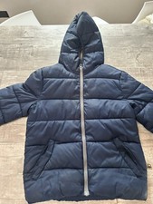 Giubbotto Piumino Benetton Bambino/a Blu con Cappuccio Tg. 7-8 Anni