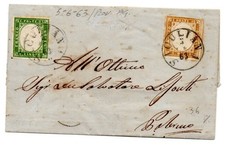 SICILIA SICULIANA 1863 AFFRANCATURA MISTA PER PALERMO