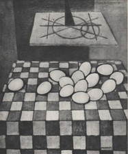 Felice Casorati - Uova sulla tovaglia - Heliogravure 1955