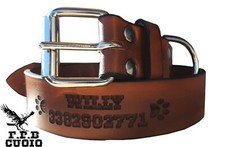 COLLARE IN CUOIO PER CANE PERSONALIZZATO NOME E NUMERO