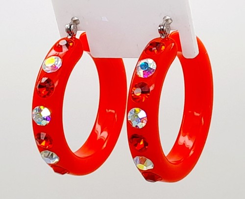 Orecchini e181 rosso acrilico - orecchini,