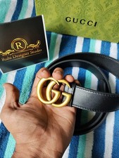 GUCCI CINTURA DONNA FIBBIA DORATA CINTURA PELLE NERA TAGLIA 95 US 32/34 Duty Free