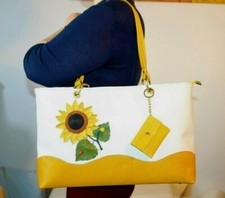  Leder tasche handgemachte italienische Sonnenblume Damentasche Blumen  