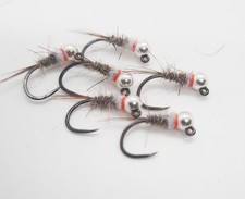 6 mosche artificiali ninfe barbless tungsteno fly tying hare nymphs