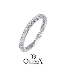  ANELLO DONNA GIOIELLI BLISS RIVIERA IN ORO BIANCO 18Kt E DIAMANTI NATURALI PURI