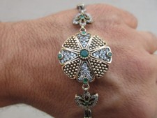 bracciale stile antico argento 925 smeraldi zaffiri bianchi 